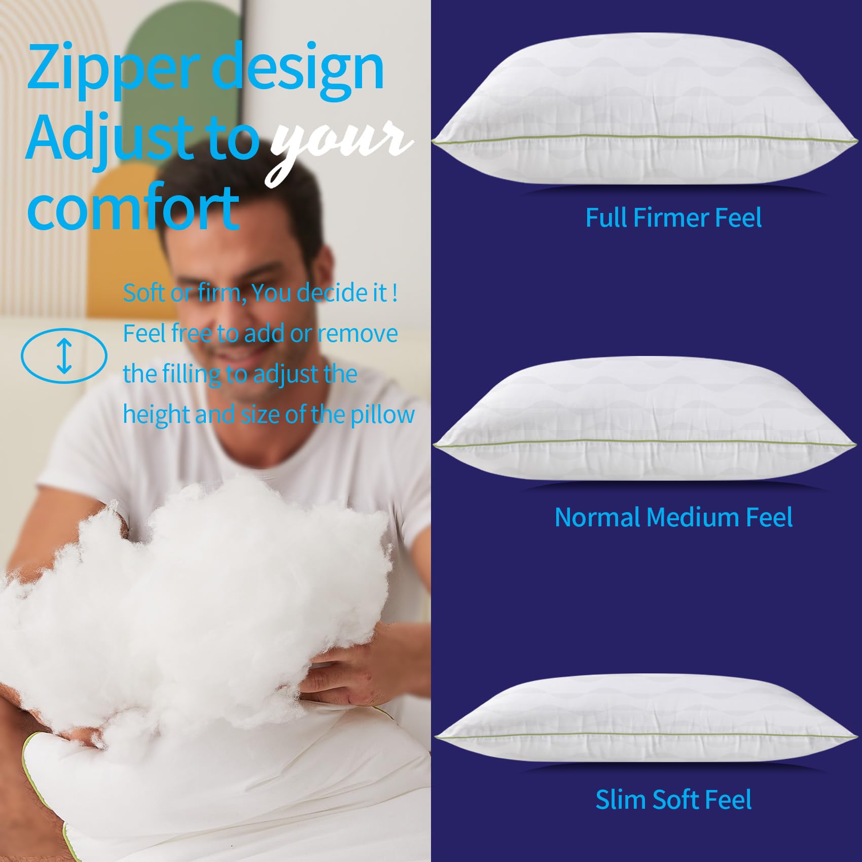 HKYLRAN pillows in a washer showing easy machine-wash care benefit