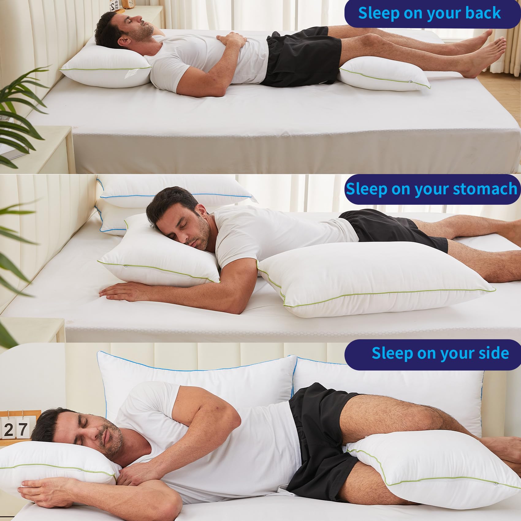HKYLRAN pillows styled on bed showing restful bedroom comfort