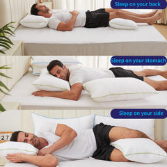 HKYLRAN pillows styled on bed showing restful bedroom comfort