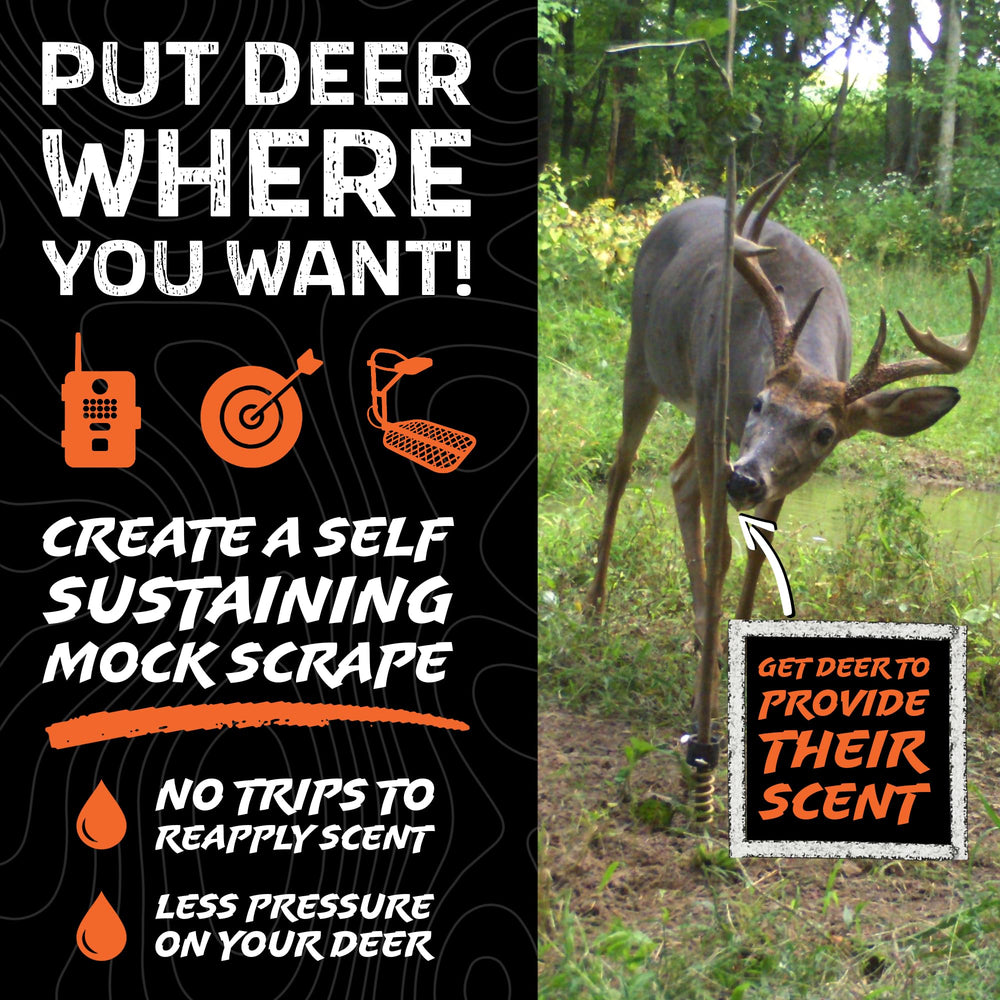 HODAG on licking branch illustrating mock-scrape setup to attract deer