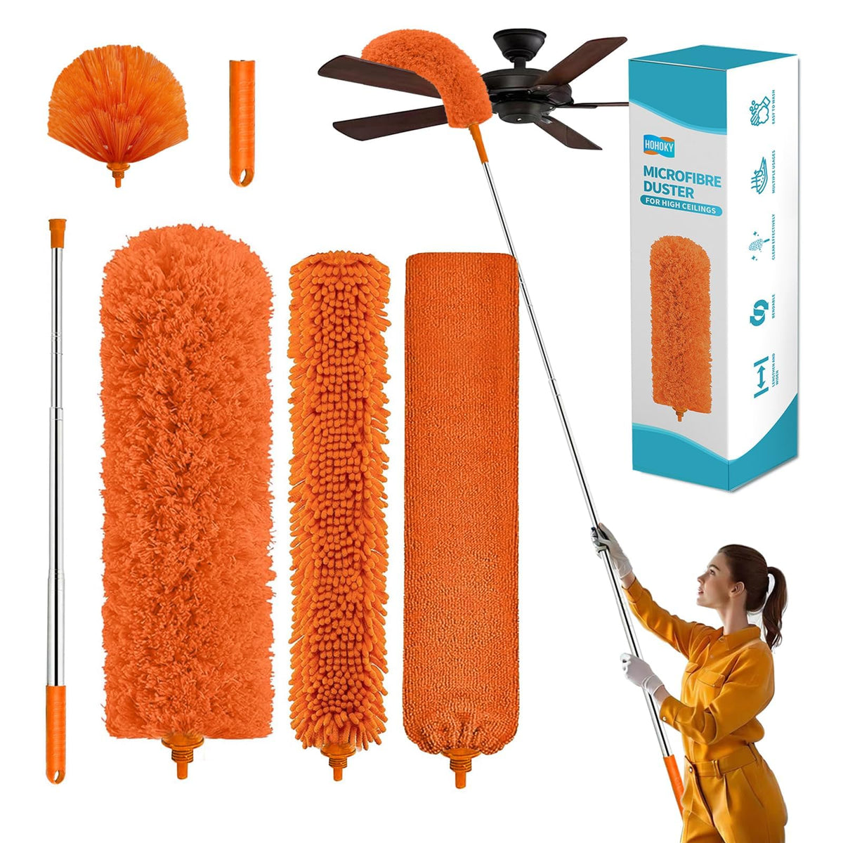 Hohoky front view of kit showing all seven pieces for versatile cleaning