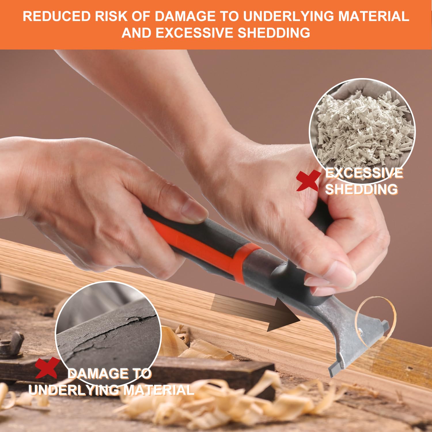 Holdly scraper held in hand for scale, highlights compact size and precise handling
