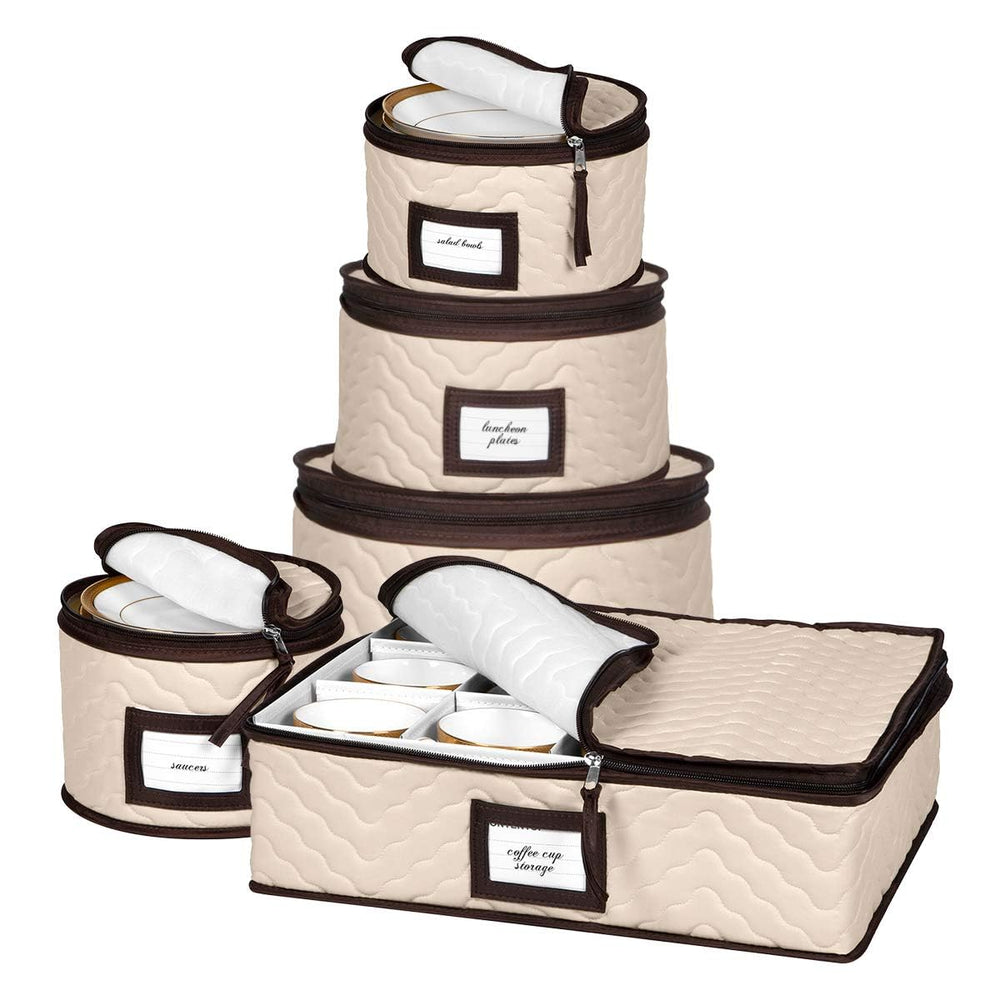 HOLDN’ STORAGE front view of five-container set showing compact organized packing benefit