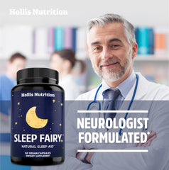 Hollis Nutrition Sleep Fairy capsule held in hand to show size and dosing convenience