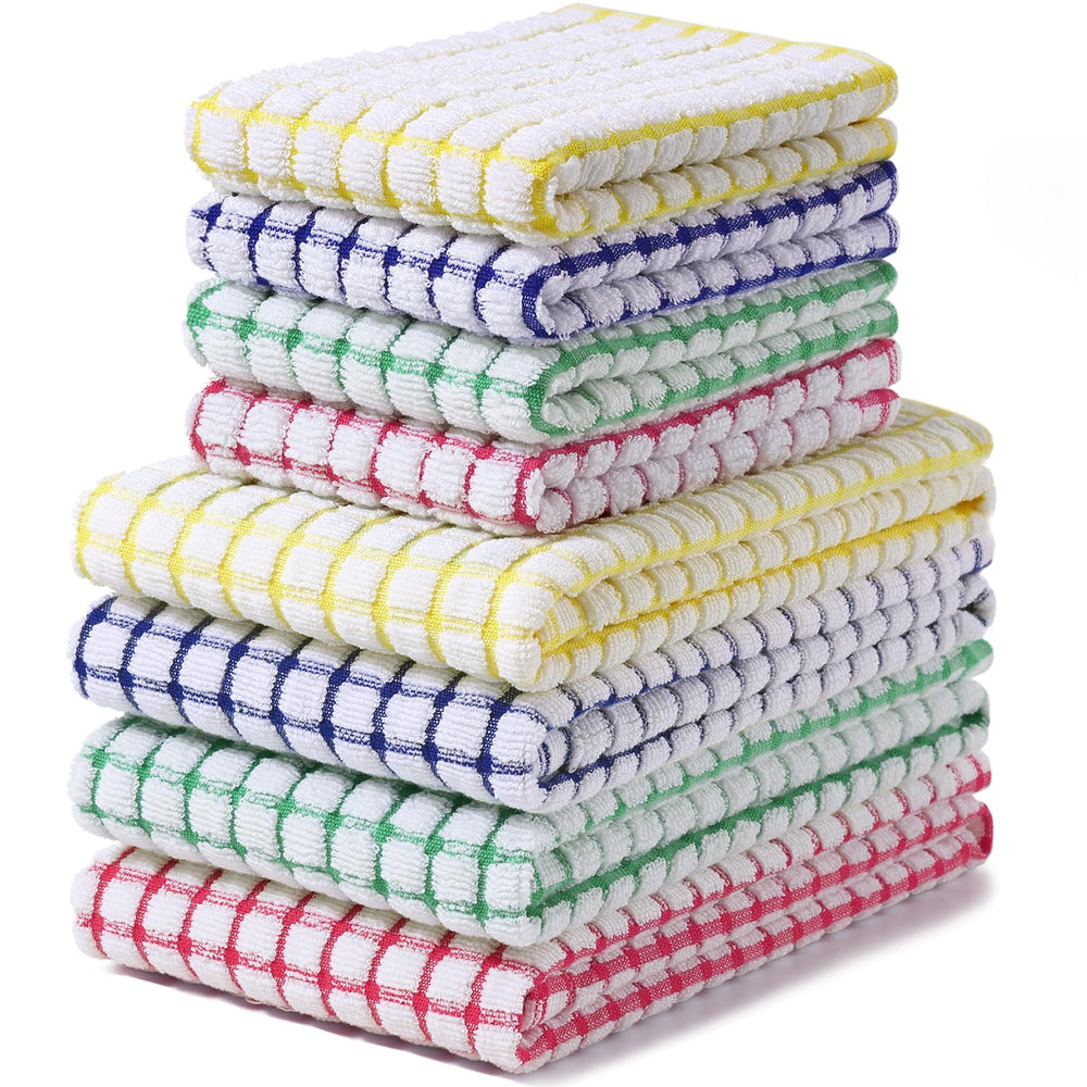 Homaxy front packaging showing colorful plaid towels and set count benefit