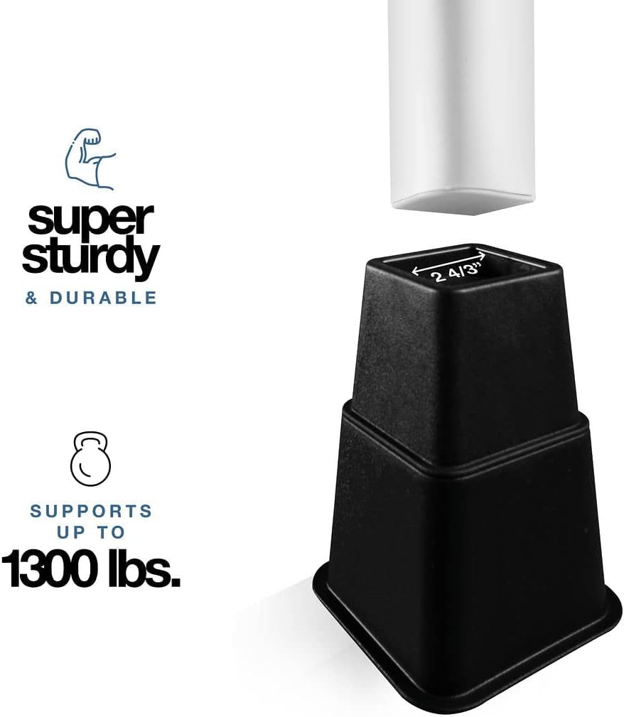 HOME IT close-up of stackable risers demonstrating secure stacking