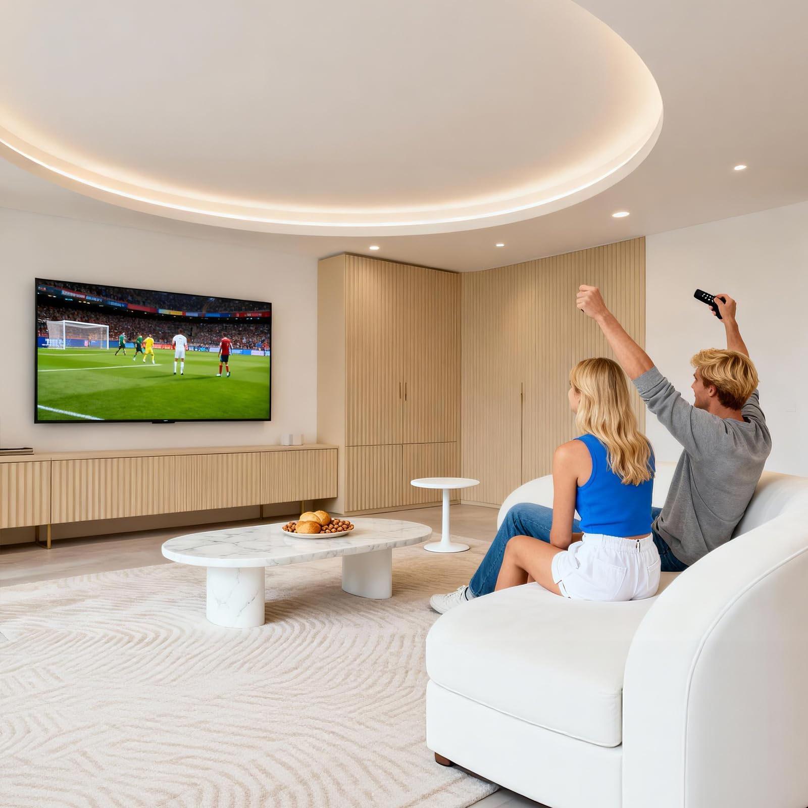HOME VISION mount beside TV to show scale and fit benefit