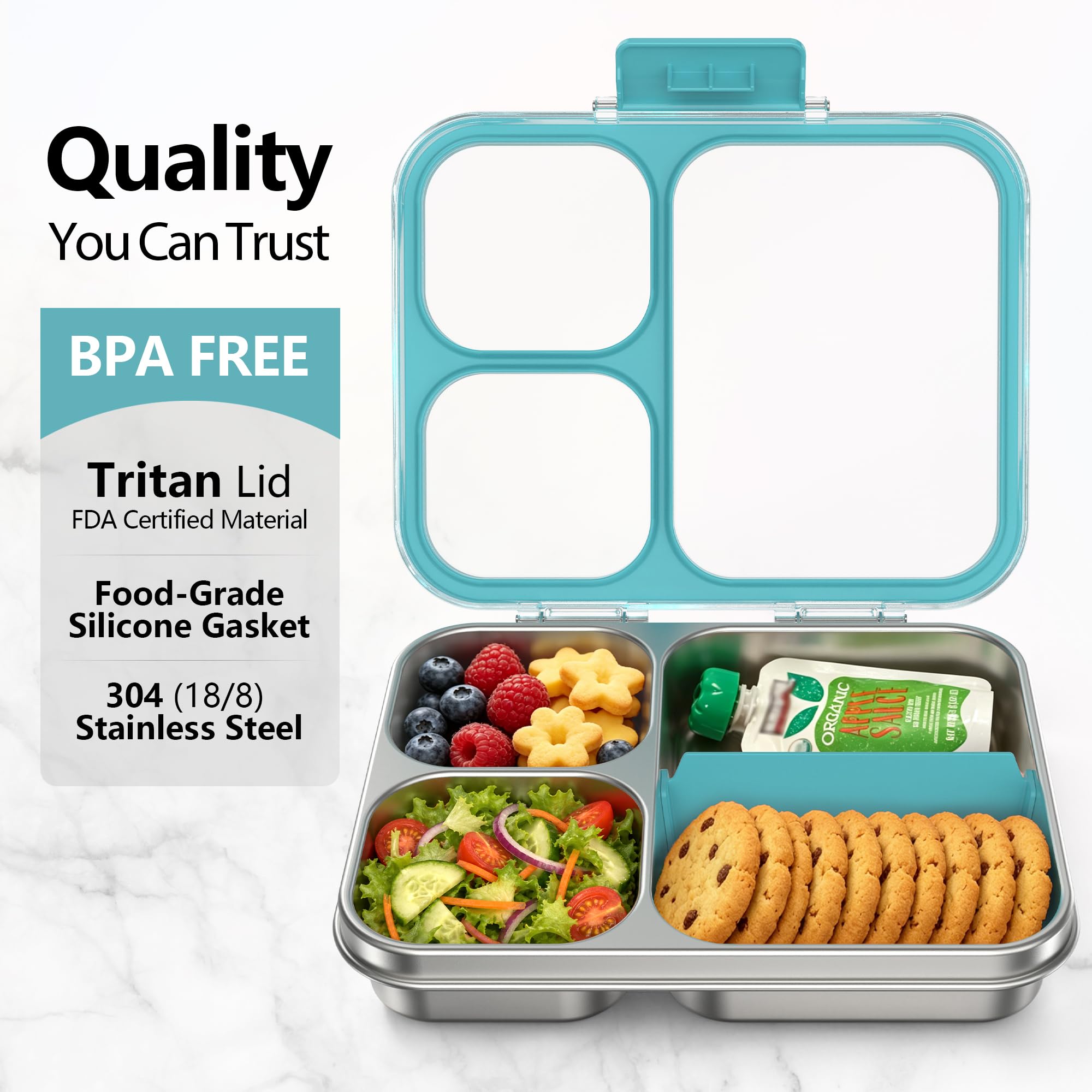 HOMEKOL bento inside a backpack to demonstrate true-to-scale fit for commuters