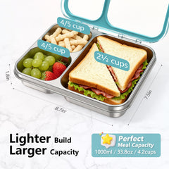 HOMEKOL open top view filled with sandwich and sides illustrating organized meal packing
