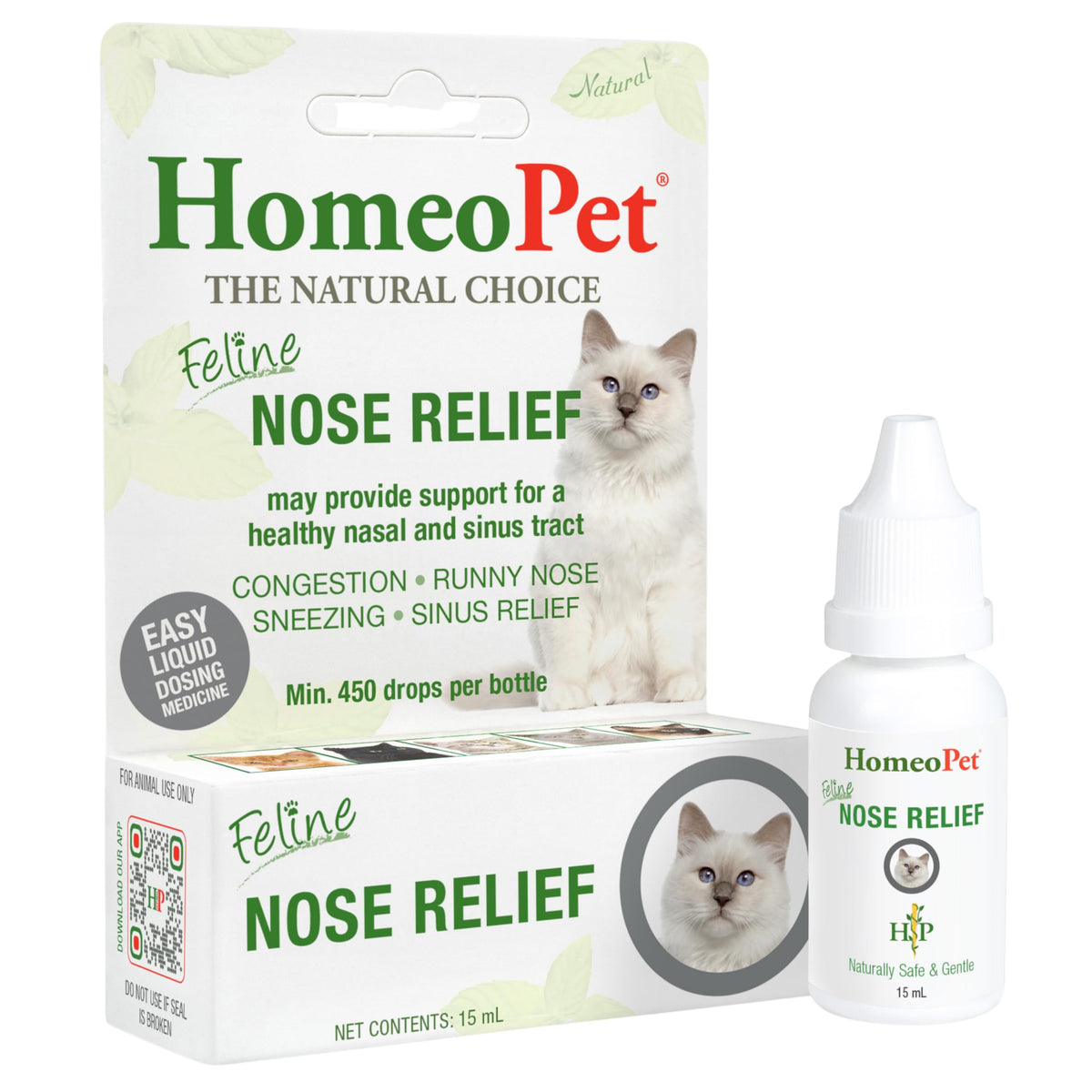HomeoPet Feline Nose Relief front bottle showing product for nasal support