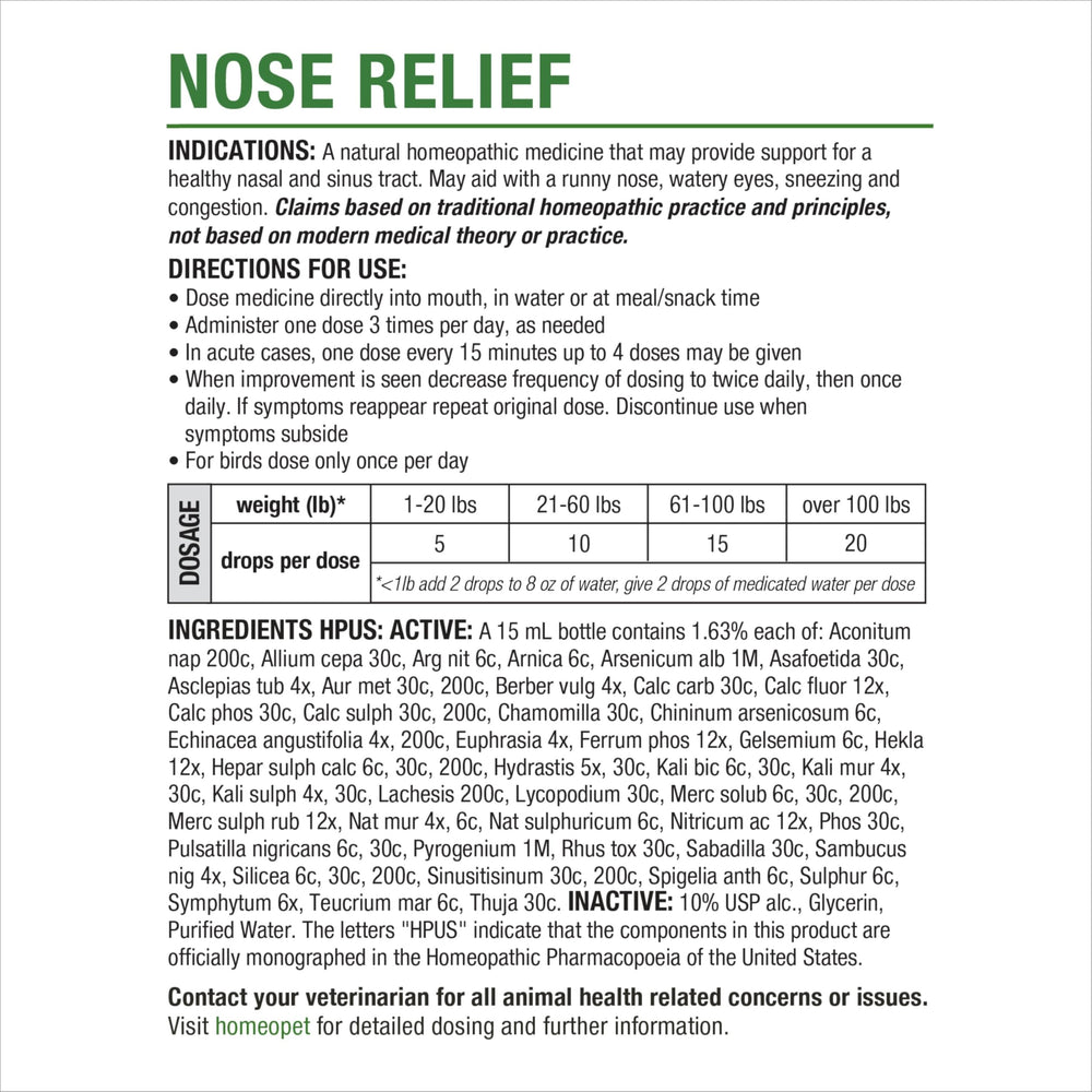 HomeoPet ingredient label close-up showing natural homeopathic benefit