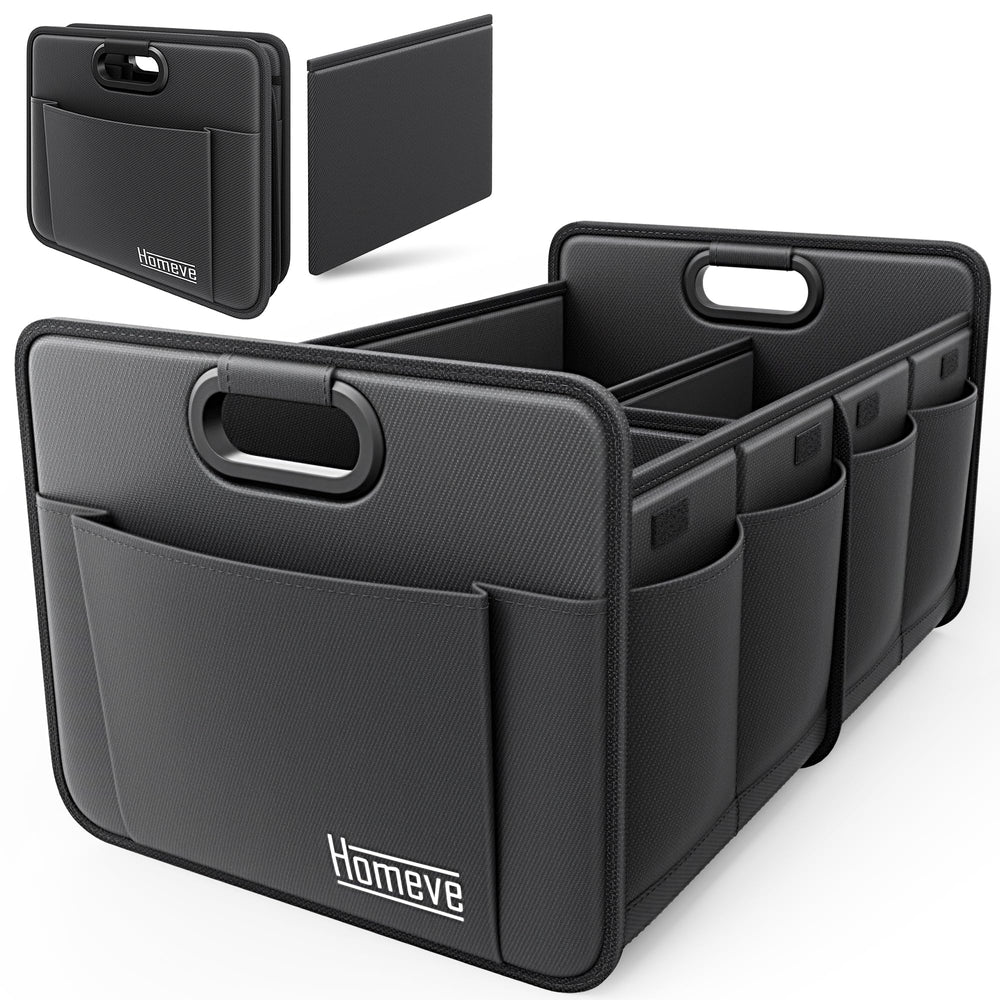 Homeve front view showing large organizer and benefits of capacity