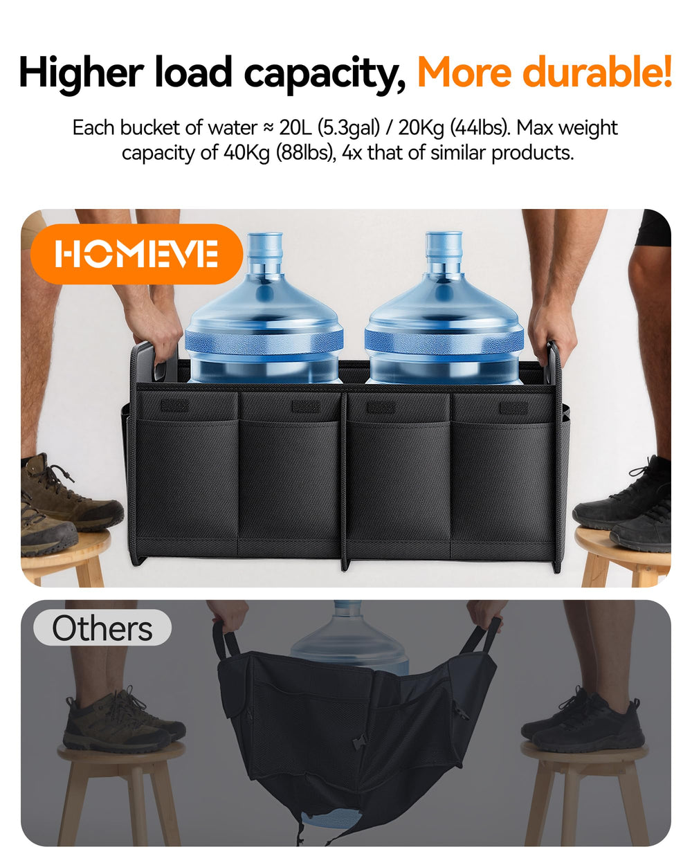 Homeve side pockets holding bottles for quick-access convenience
