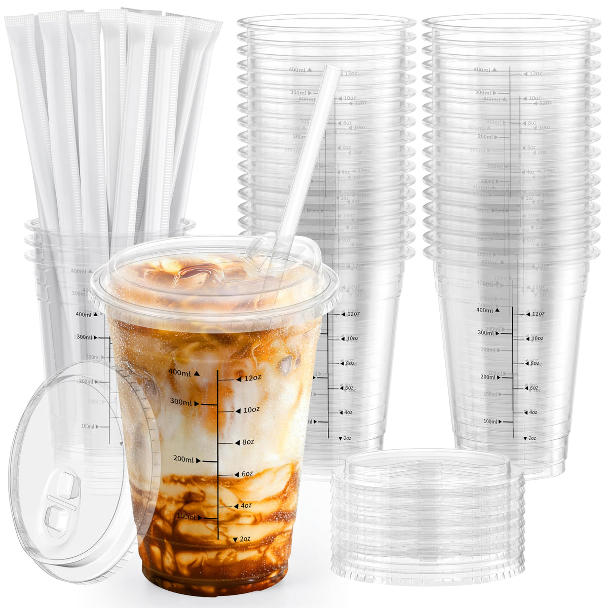 HomeVital front pack of 100 clear cups showing contents and benefit of bulk supply