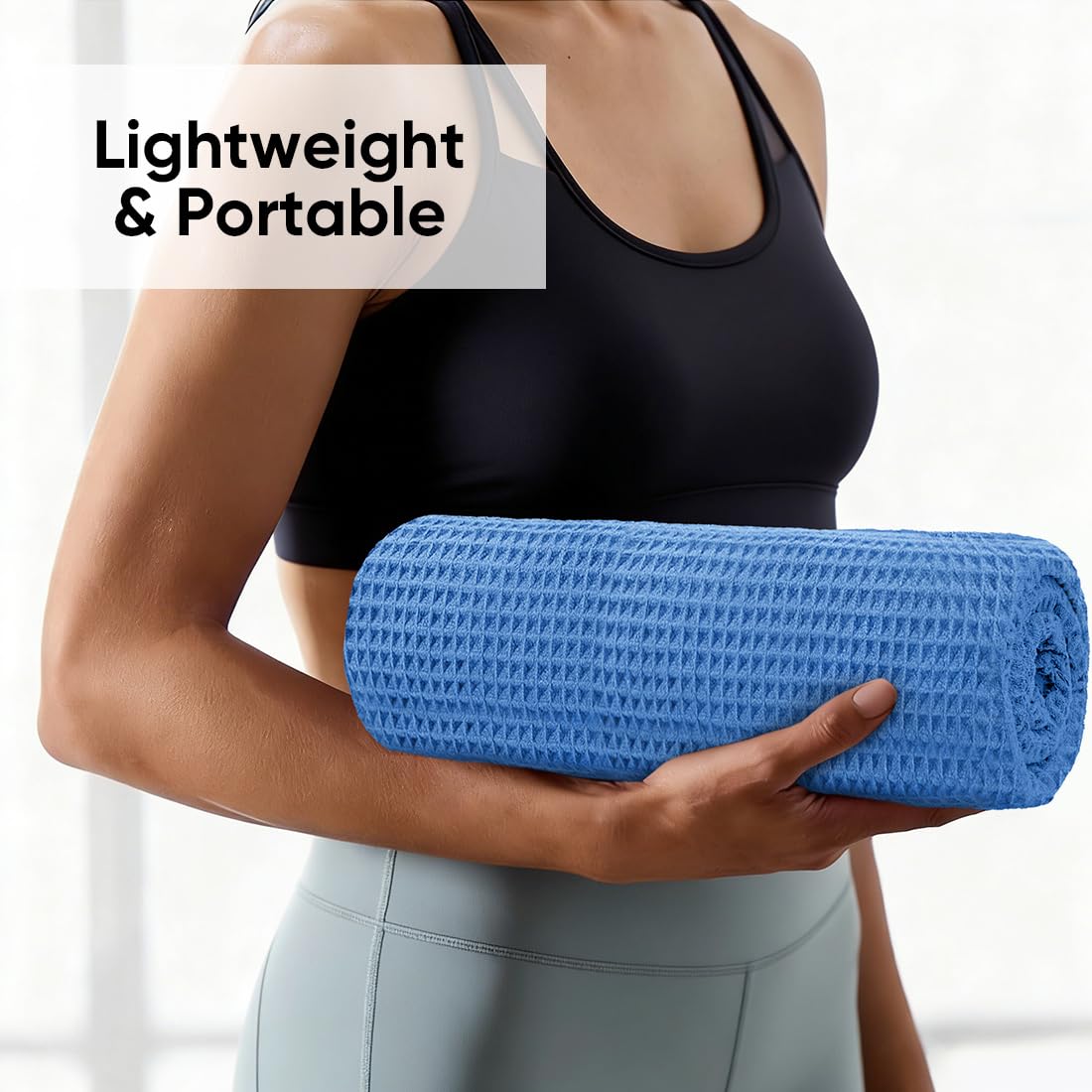 HOMEXCEL folded towel inside gym bag demonstrating lightweight portability