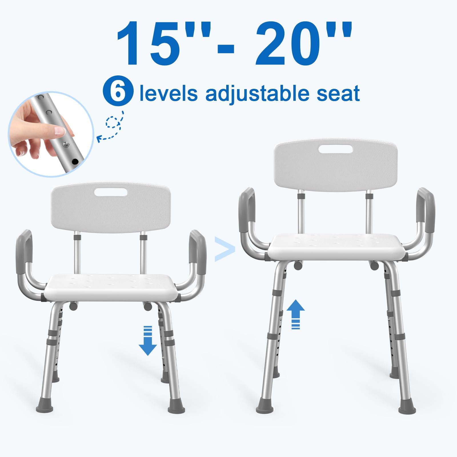 HOMLAND adjustable leg mechanism showing 1-inch increments for personalized fit benefit