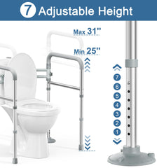HOMLAND folded toilet rail stored beside cabinet demonstrating compact portability and space saving