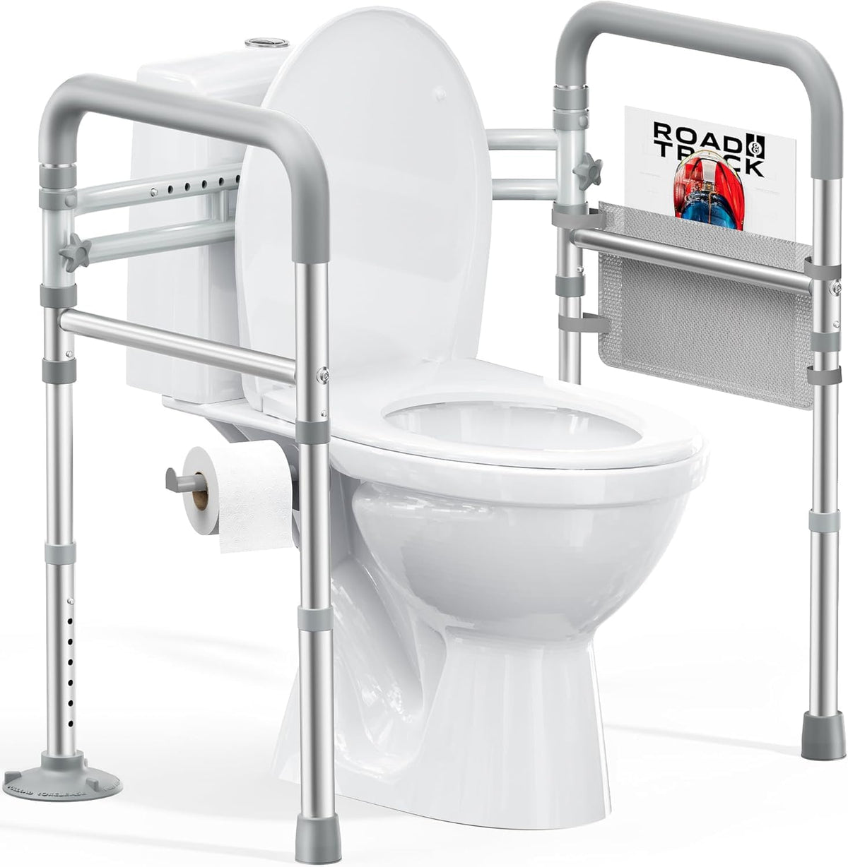 HOMLAND front view of toilet safety rails showing stable aluminum frame and handles for safer transfers