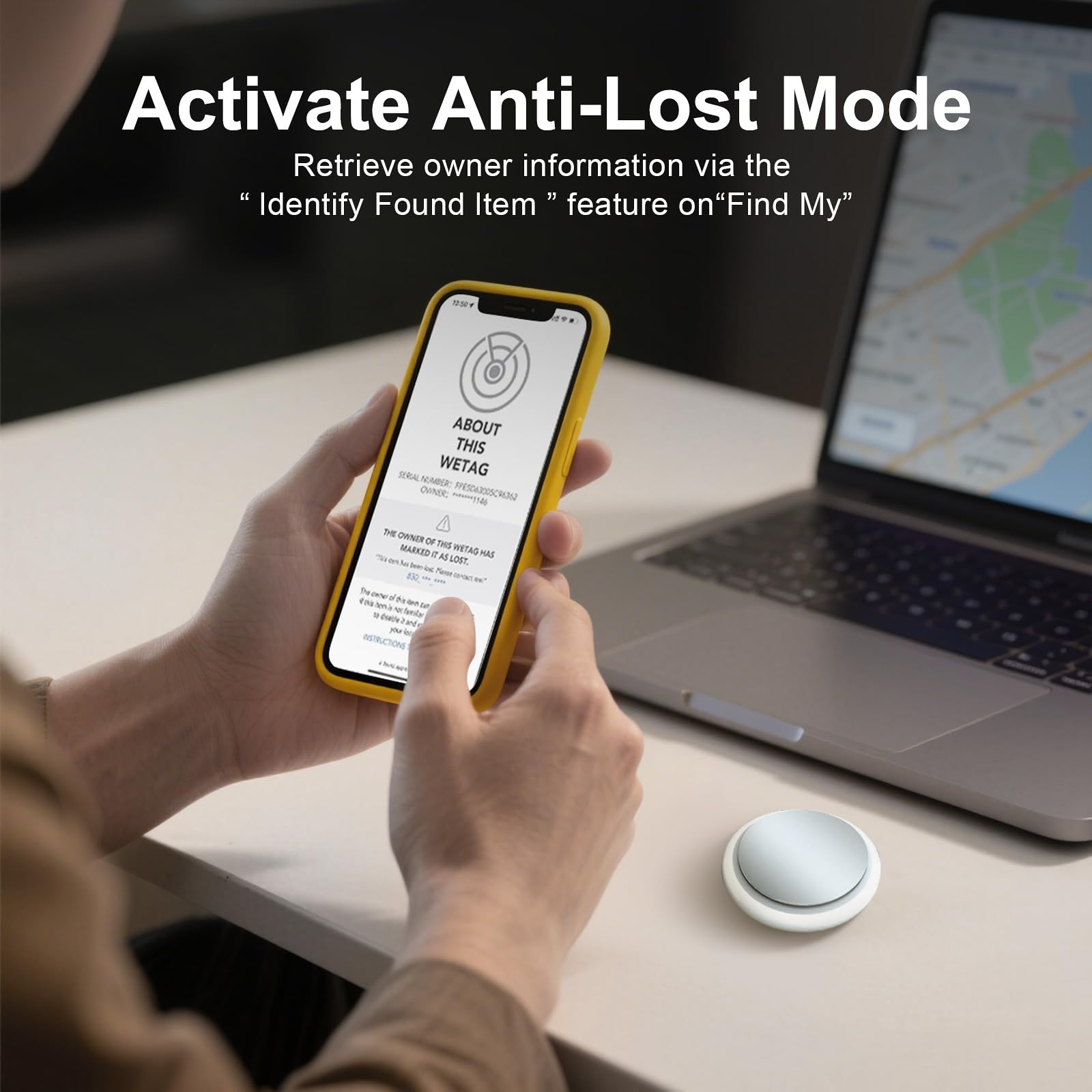 HomLxcIar mounted on suitcase latch illustrating travel-ready tracking protection