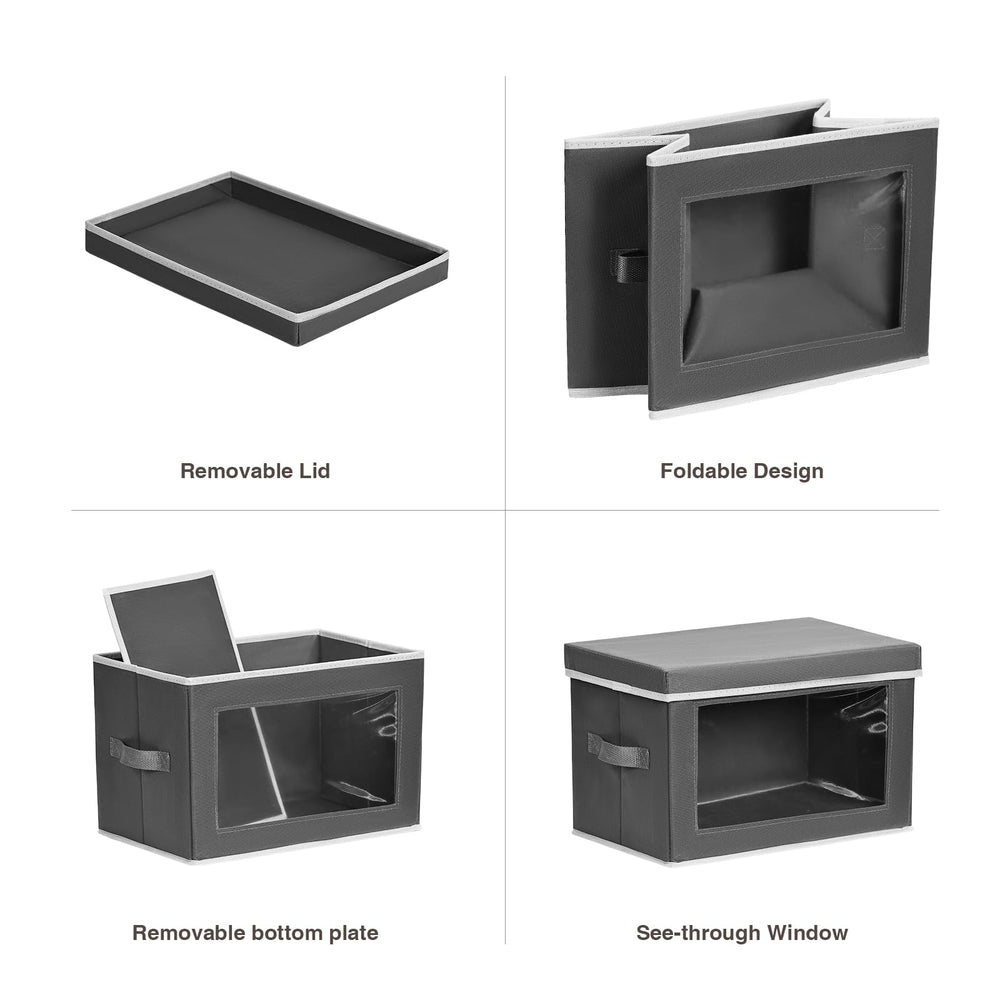 Homsorout folded flat bins illustrating compact storage when not in use benefit