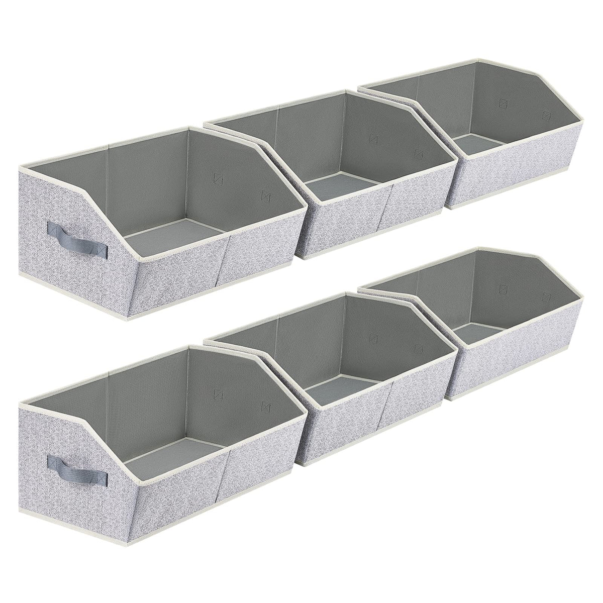 Homsorout front view trapezoid bin showing easy access and neat storage