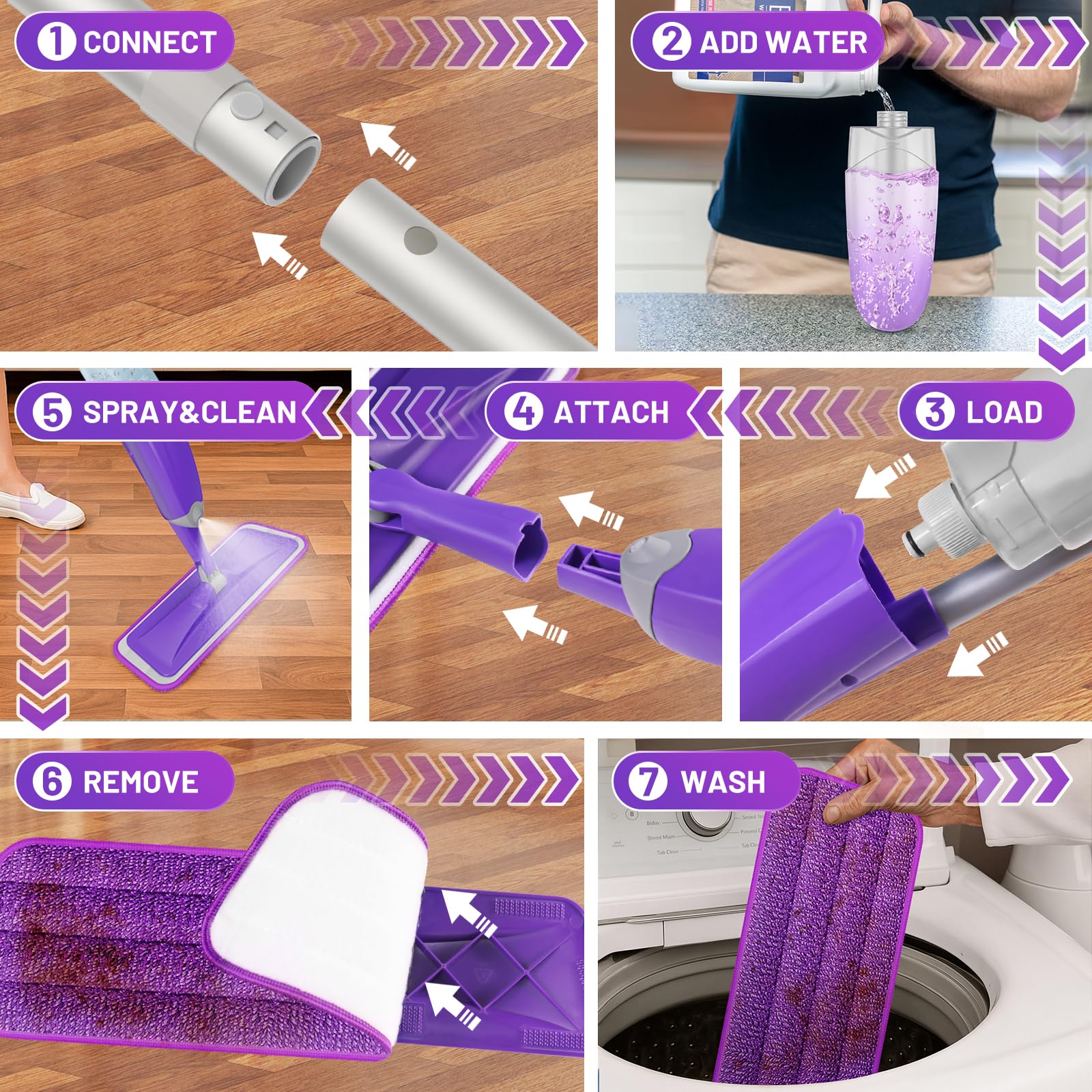 HOMTOYOU next to common cleaning tools for scale and compact storage benefit