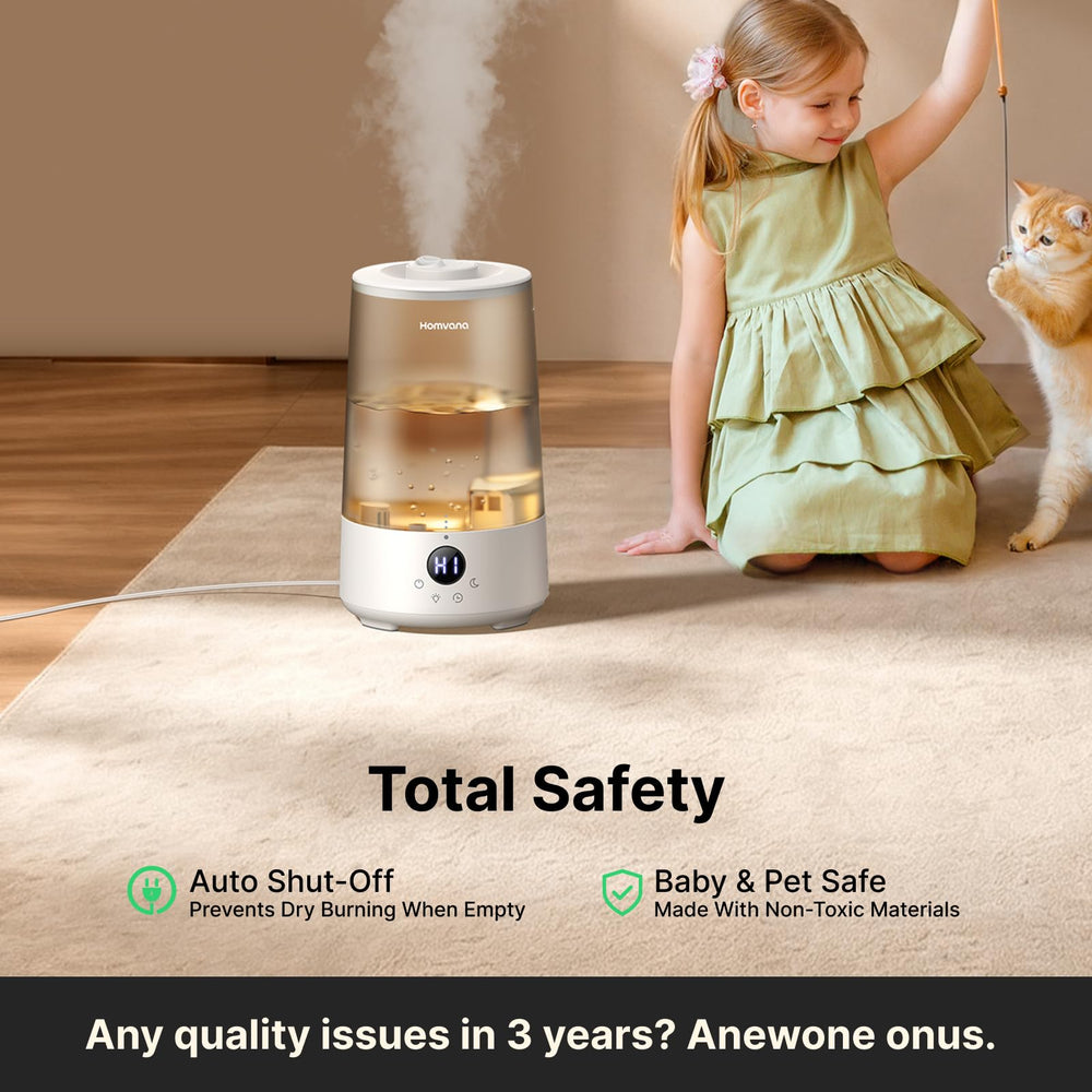 Homvana detached water tank image highlighting easy cleaning and refill simplicity