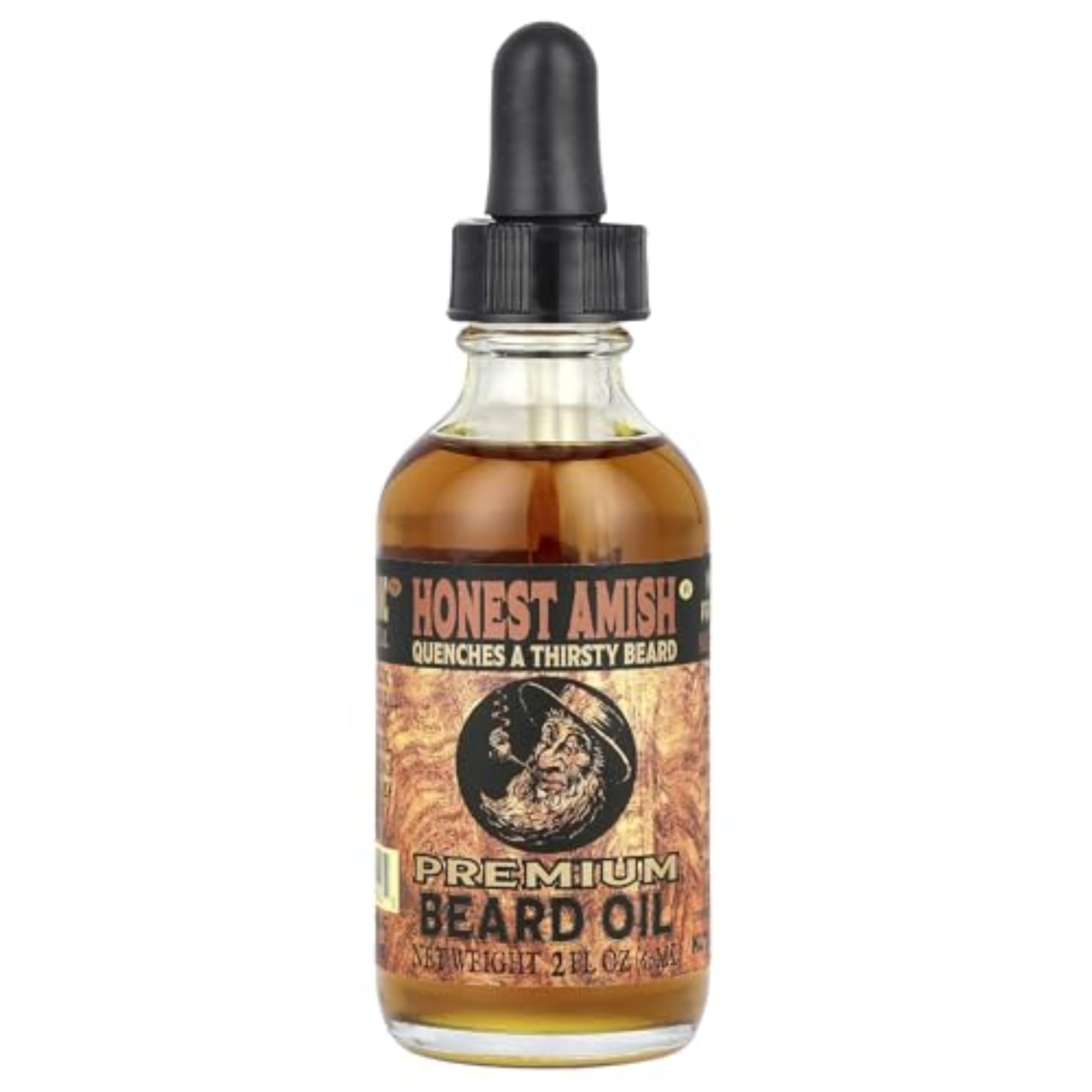 Honest Amish front bottle showing label and 2 oz size for groomed beard benefit