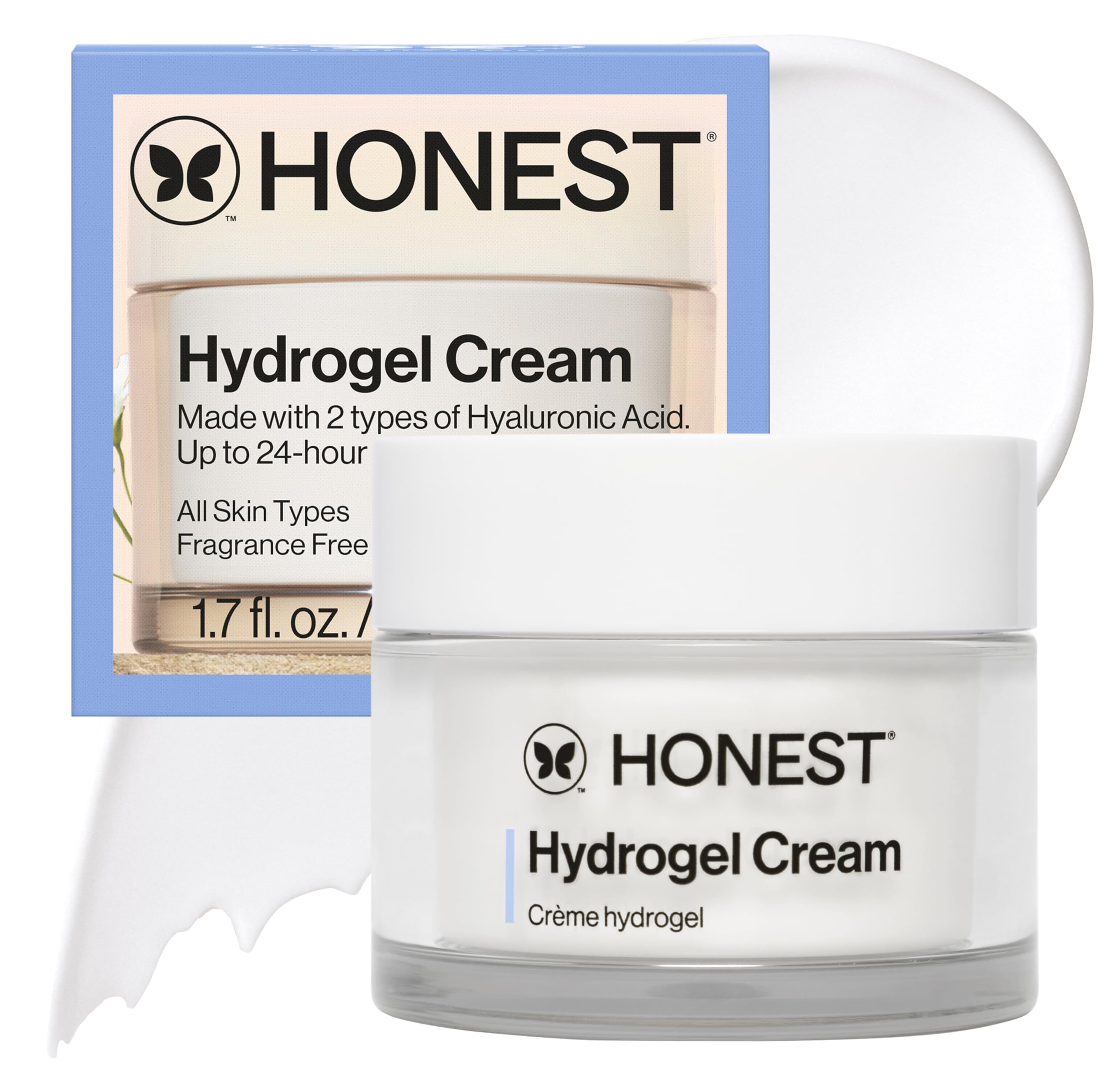Honest Beauty front jar image showing clean packaging and hydration benefit