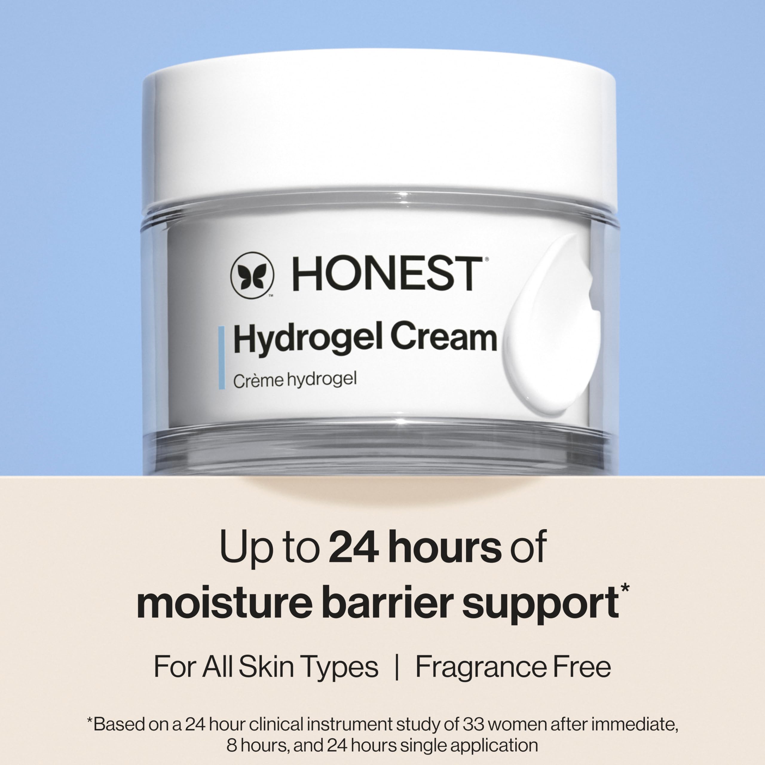Honest Beauty open jar close-up texture demonstrating cooling, lightweight hydration