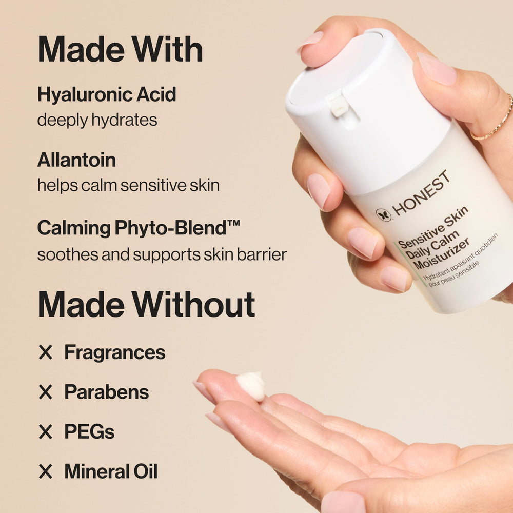 Honest Beauty closeup of moisturizer texture highlighting fast-absorbing, lightweight hydration