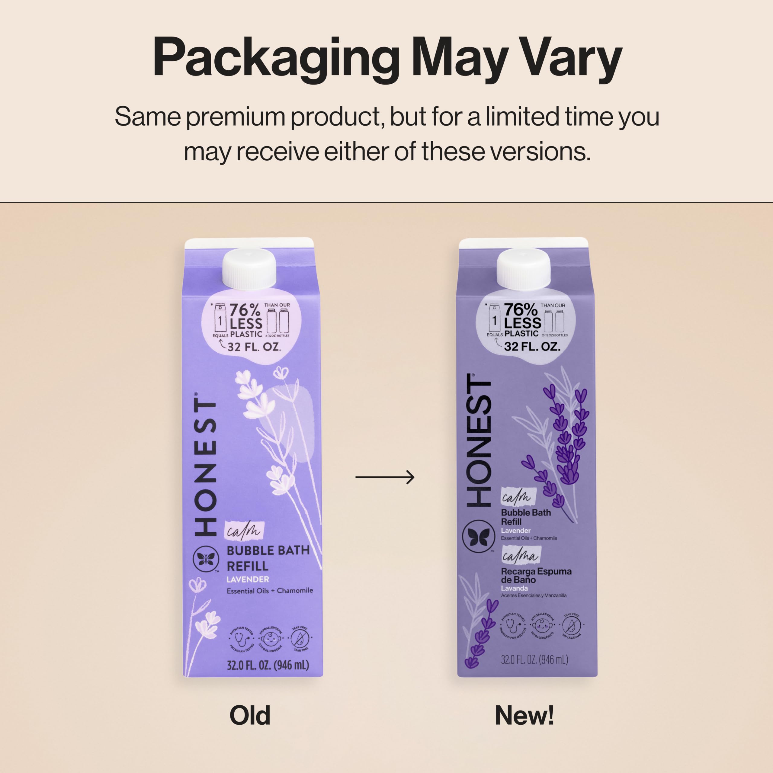 Recycling symbols on The Honest Company carton illustrating reduced plastic use
