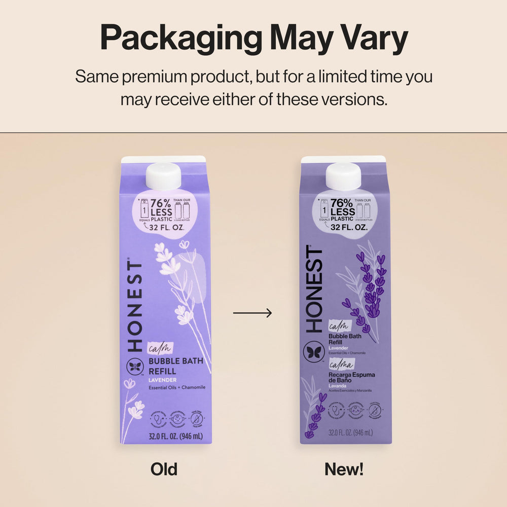 Recycling symbols on The Honest Company carton illustrating reduced plastic use
