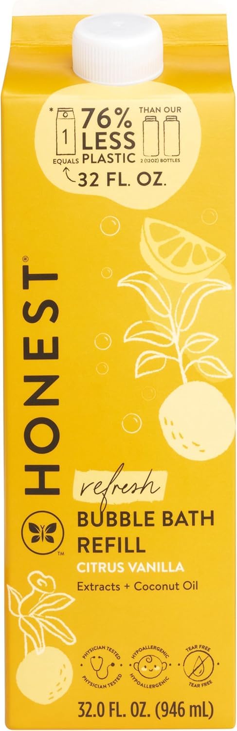 The Honest Company front carton showing citrus vanilla scent and eco refill benefit