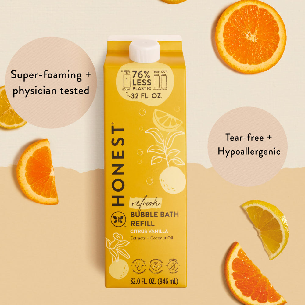 Close-up of The Honest Company refill carton spout highlighting easy-pour design