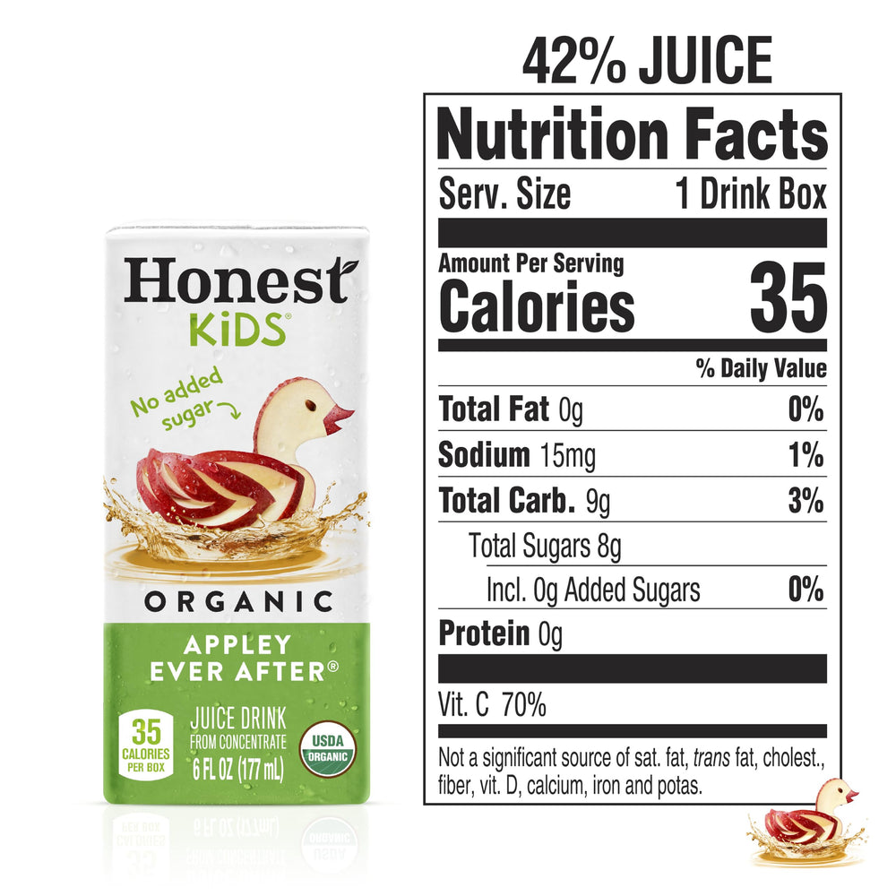 Honest Kids close-up of juice pouring, demonstrating natural apple color and freshness