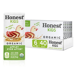 Honest Kids front box showing appley flavor and organic badge, clear ingredient benefit