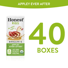 Honest Kids box next to a 6 fl oz cup for scale, easy-to-visualize child-serving size