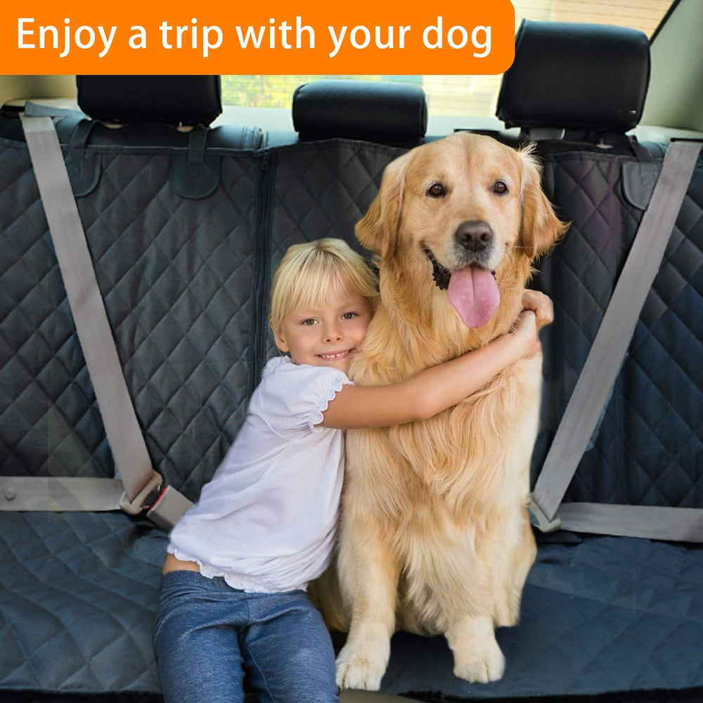 HONEST OUTFITTERS dog sitting on seat cover demonstrating comfort and cleanliness