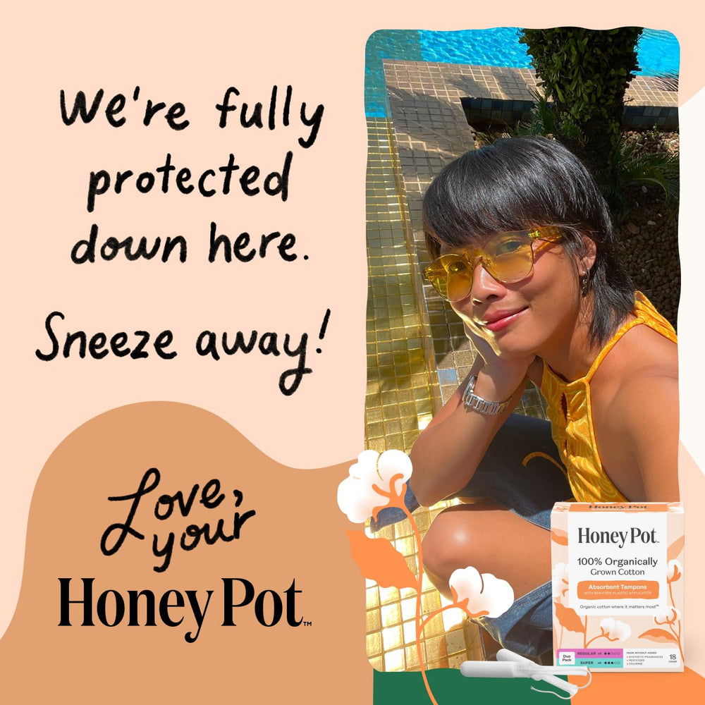 The Honey Pot Company product label close-up showing ingredient transparency