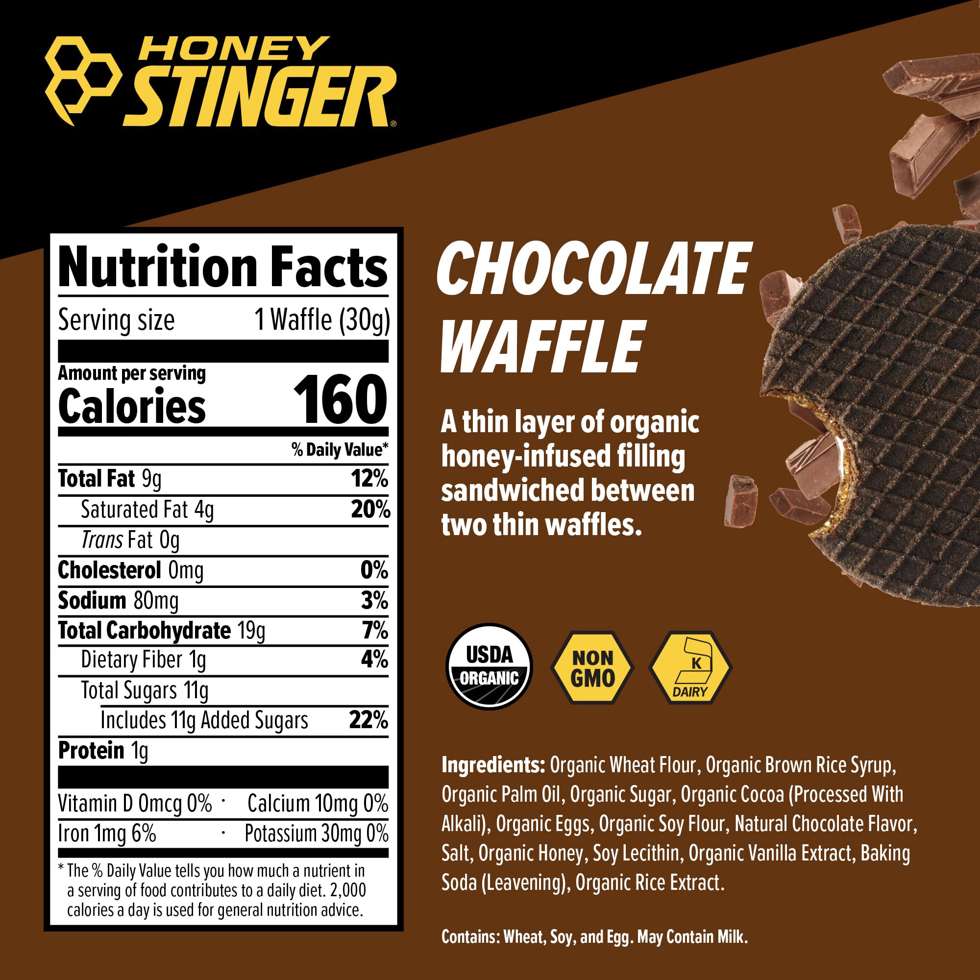 Honey Stinger single unwrapped waffle close-up highlighting easy-to-eat energy