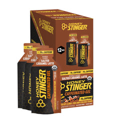 Honey Stinger front packaging showing 12-pack and flavor benefits