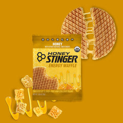 Honey Stinger waffle texture detail showing thin waffle crunch and easy digestion benefit
