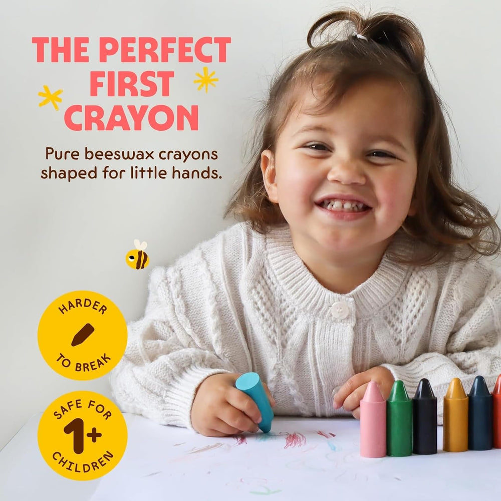 Honeysticks chunky crayon held in a toddler hand for easy grip control