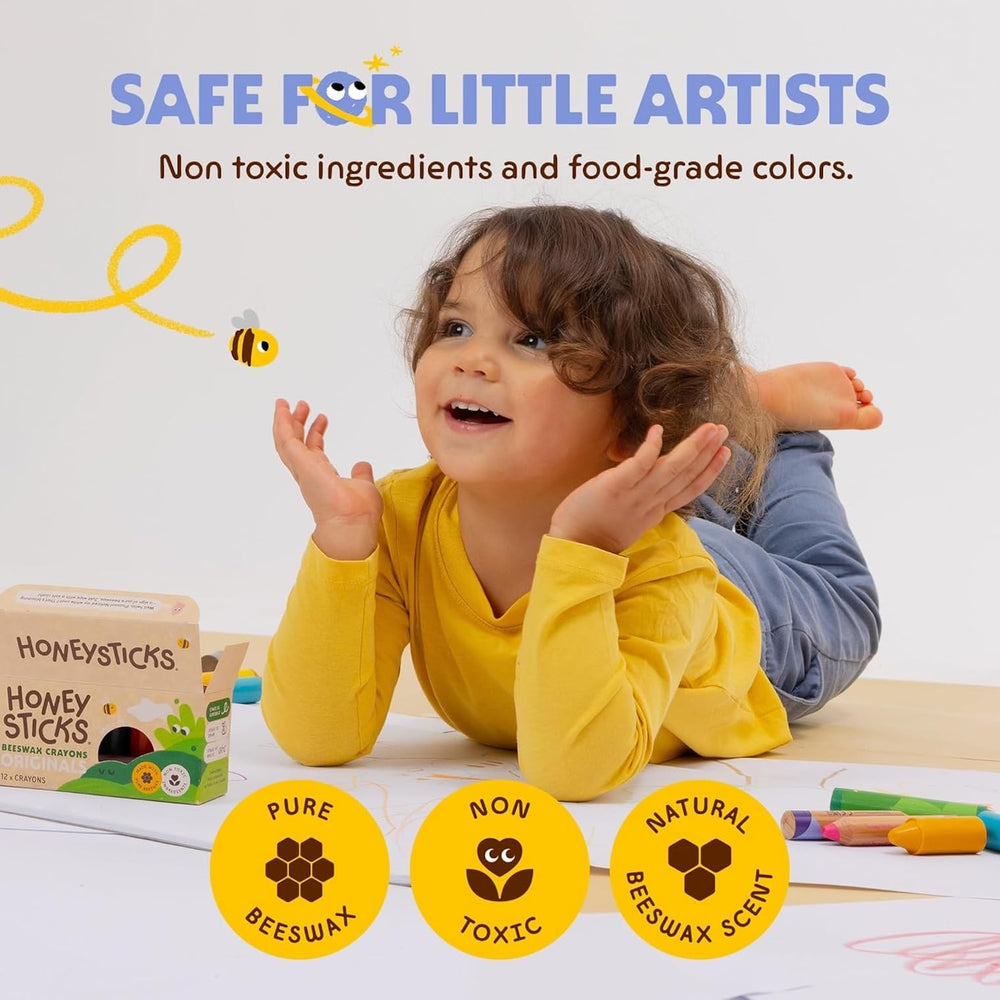 Honeysticks full color array laid flat demonstrating vibrant child-safe pigments