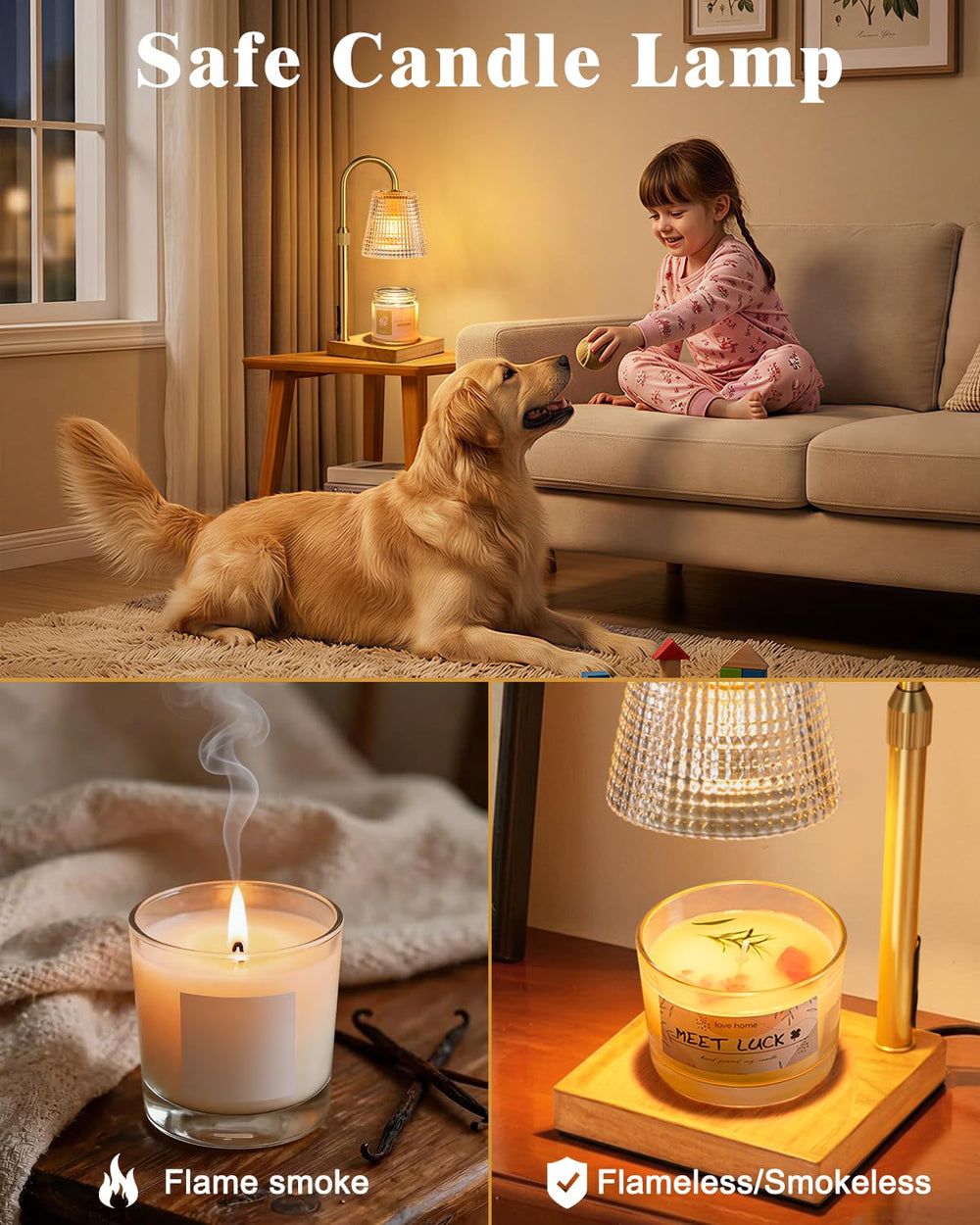 Hong-in adjustable height setting demonstrating compatibility with tall and short jar candles