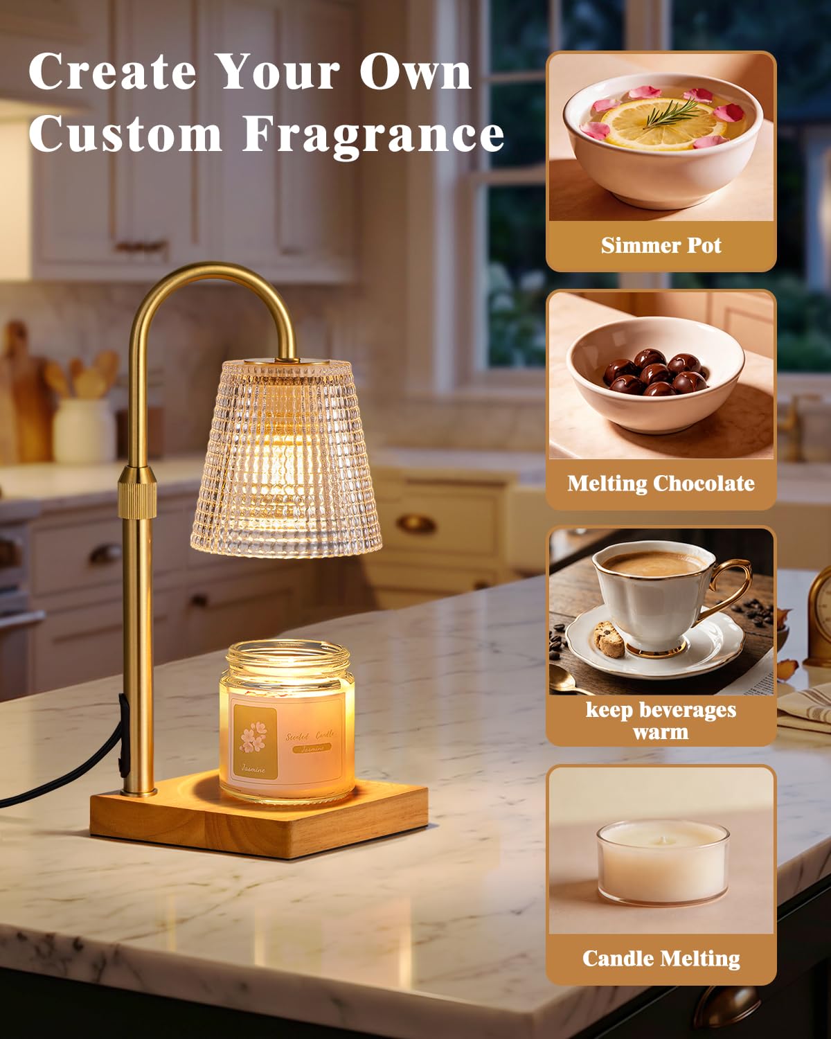 Hong-in lamp beside candle jars illustrating size and scale for small spaces and shelves