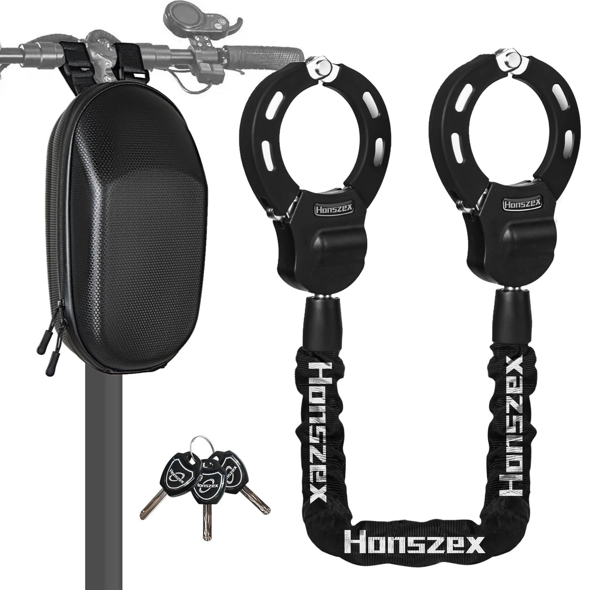 Honszex front view of lock showing compact heavy-duty design and clear strength