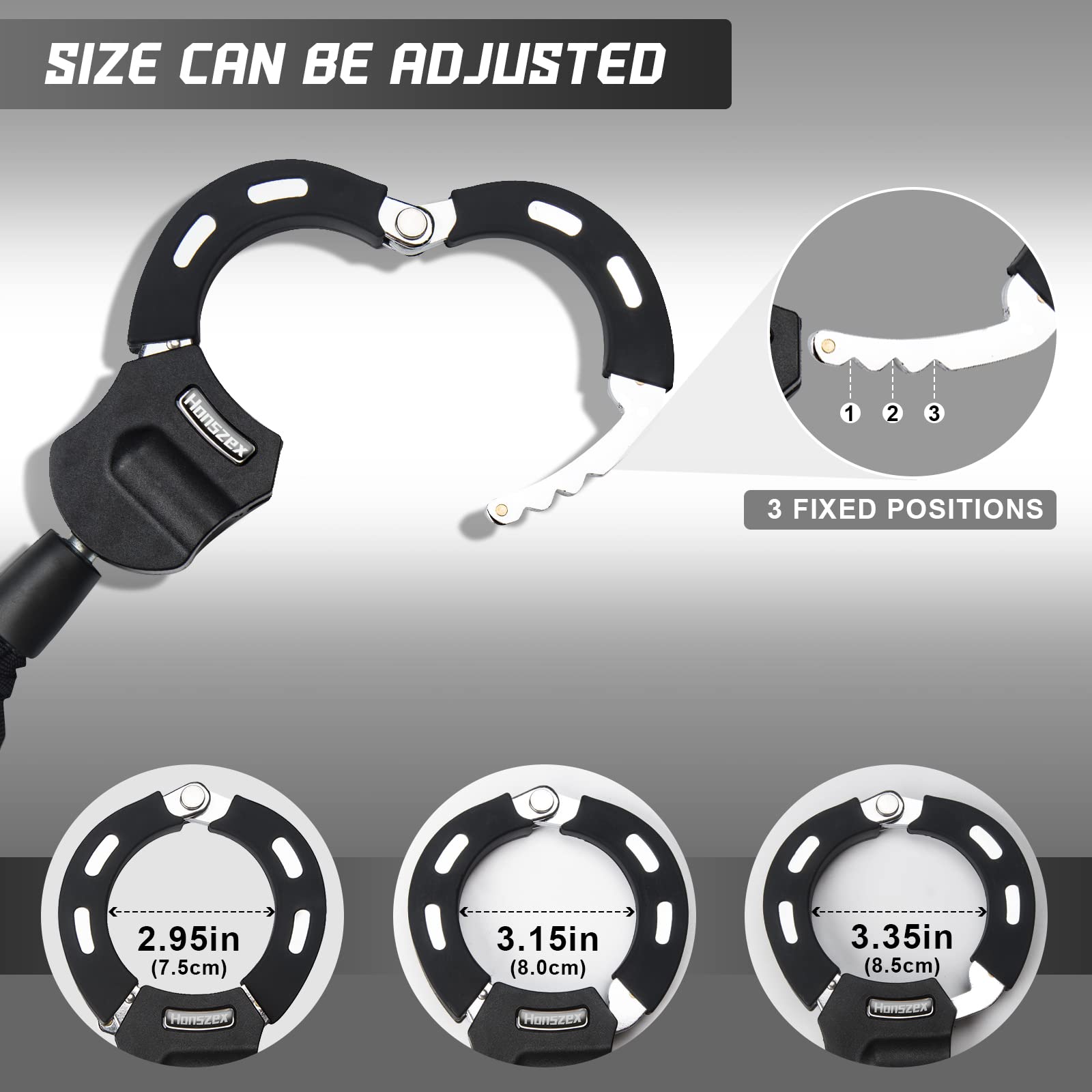 Honszex lock in use on a scooter securing frame to a post for reliable protection