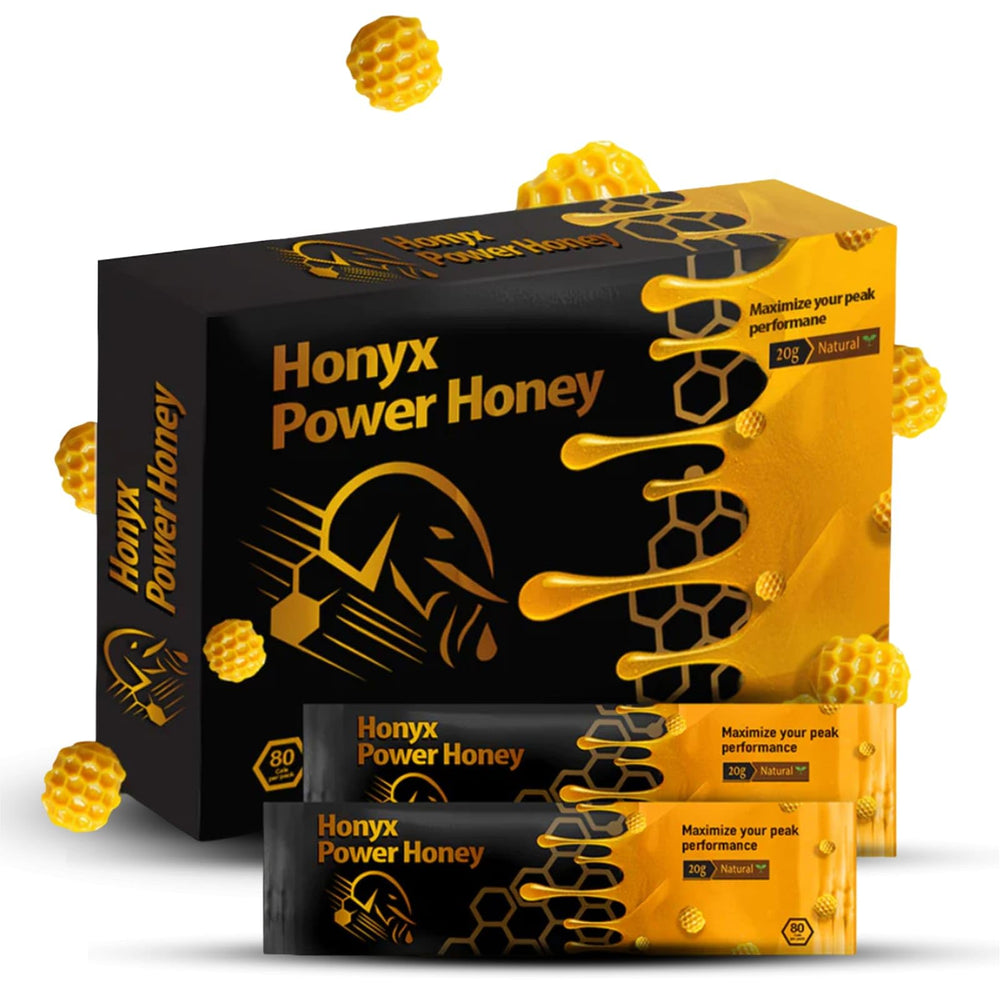 HONYX Power Honey front box packaging showing ten sealed 20g sticks for convenience